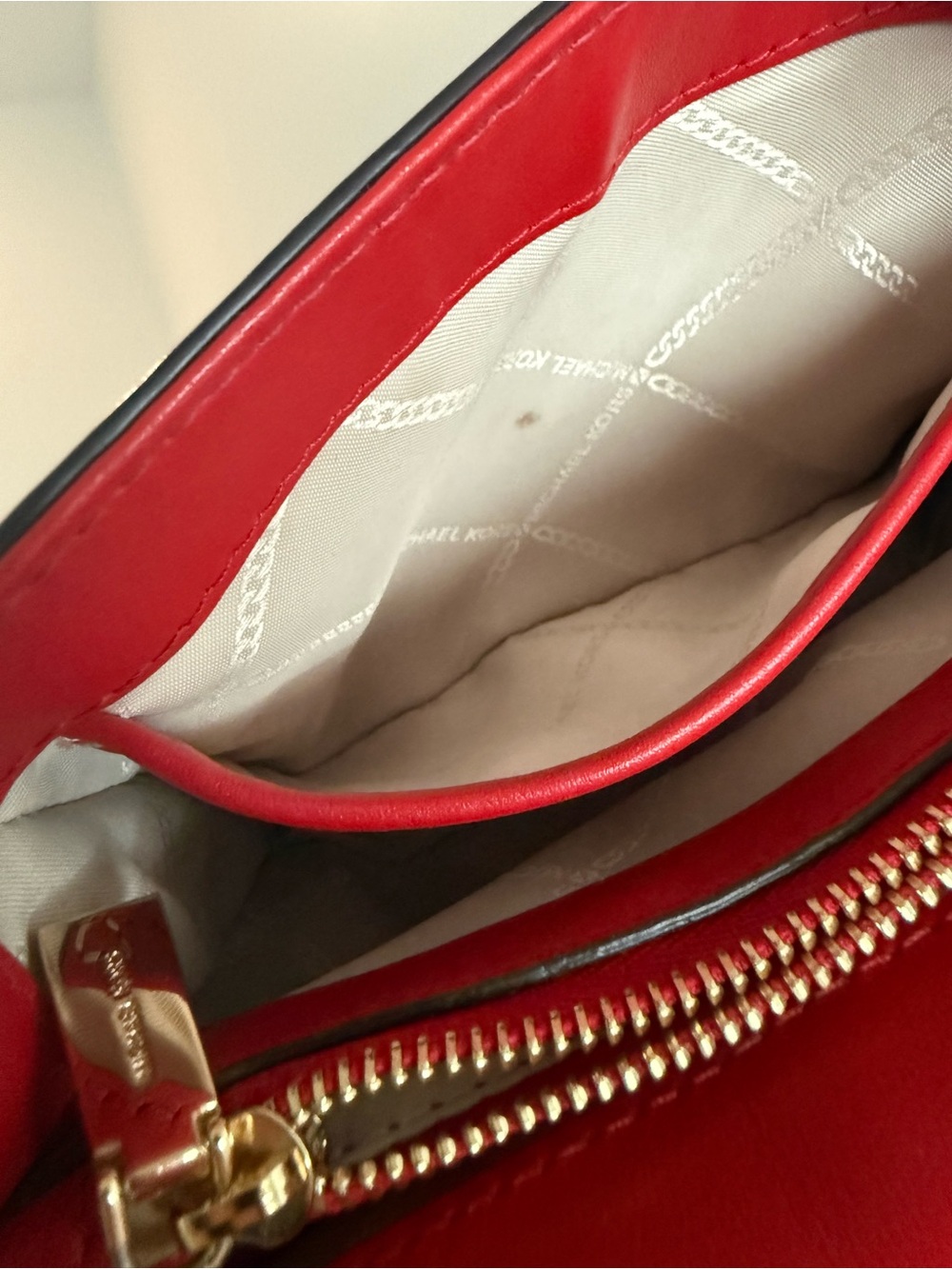 Michael Kors Red Quilted Leather Crossbody with Gold Floral Medallion - Picture 7 of 7